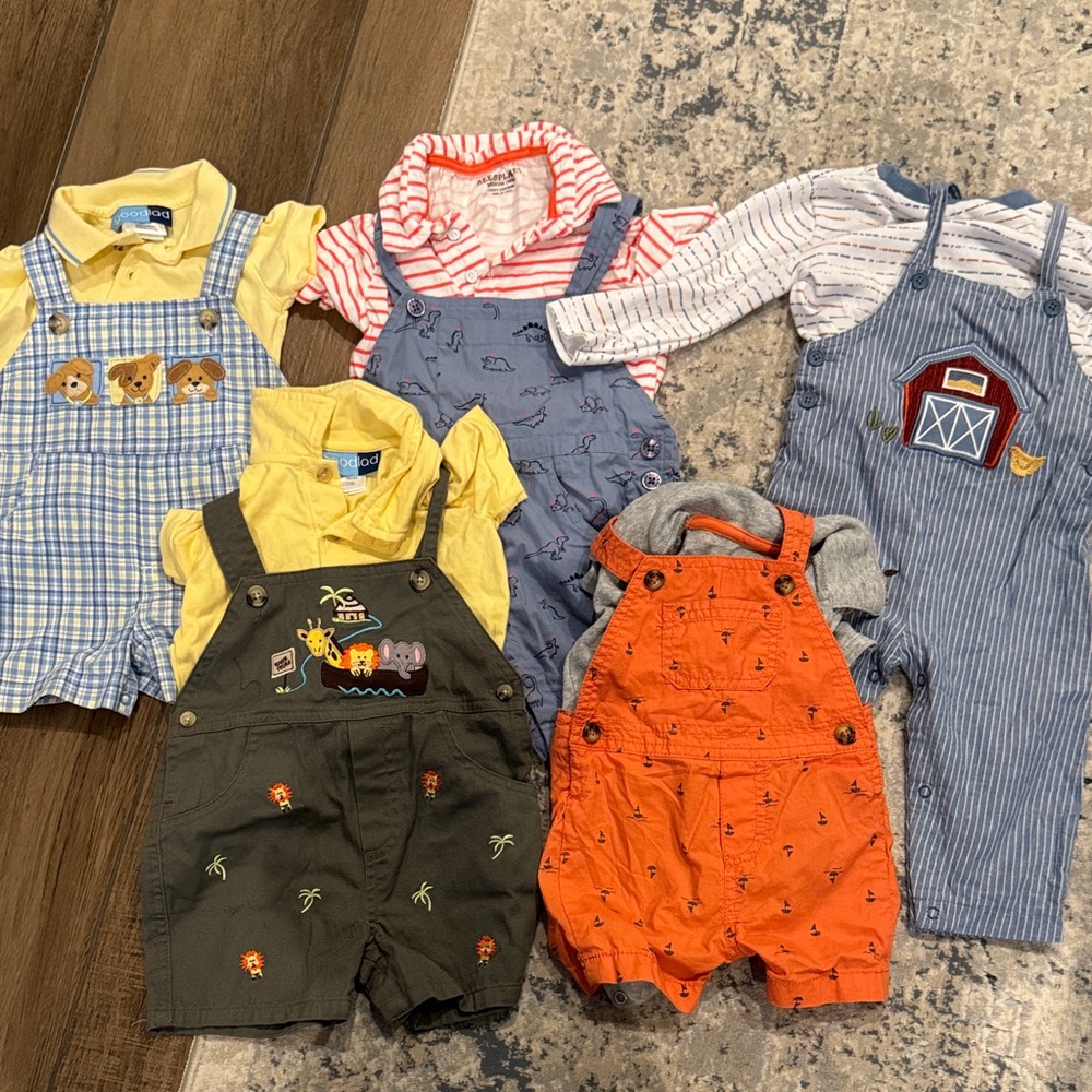 Good Lad Animal and Farm Print Overalls Set bundle lot